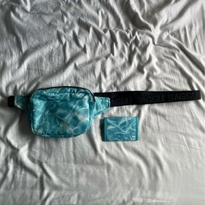 BAGGU Puffy Fanny Pack in Pool with Matching wallet
